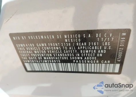 2018 Volkswagen Jetta 1.4T S from USA, damaged, VIN 3VW2B7AJ1JM258915